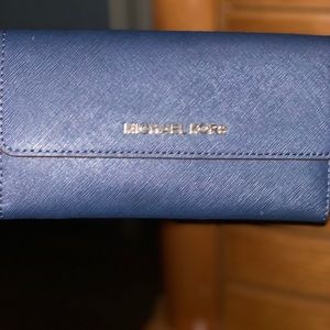 Navy Michael Kors Saffiano Leather Wallet